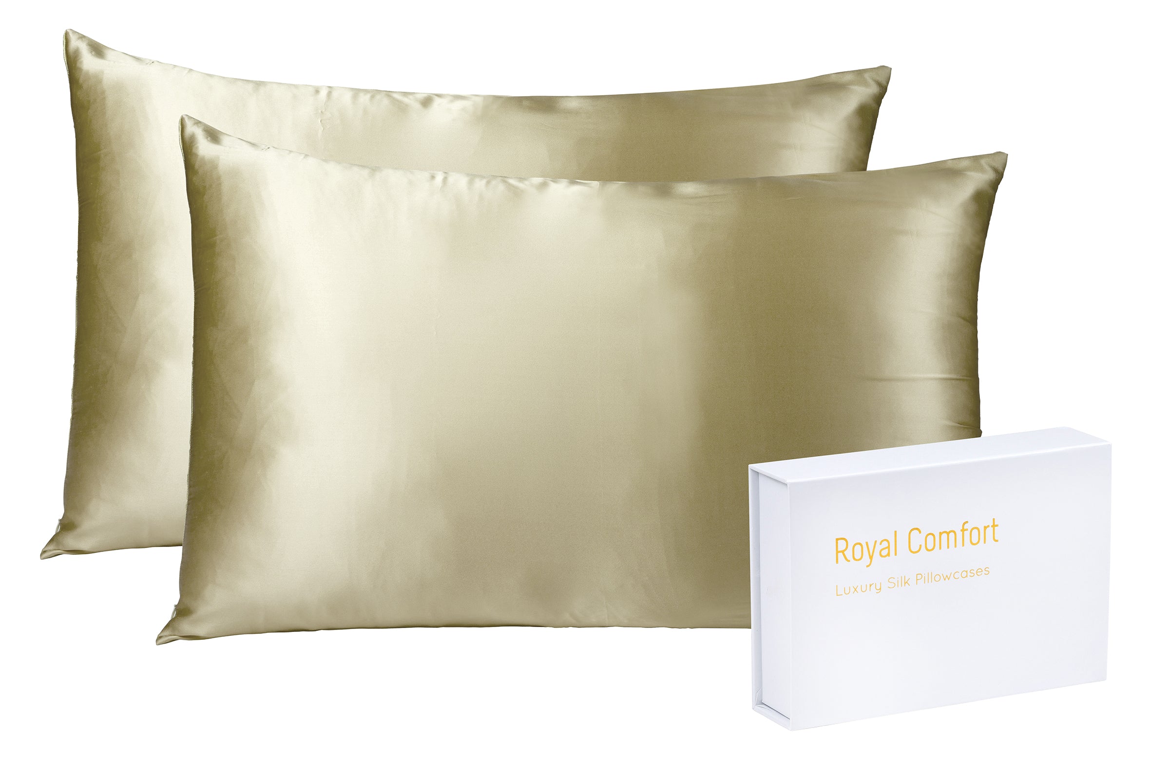 Royal Comfort Mulberry Soft Silk Hypoallergenic Pillowcase Twin Pack 51 x 76cm - Champagne-Pillowcases-PEROZ Accessories