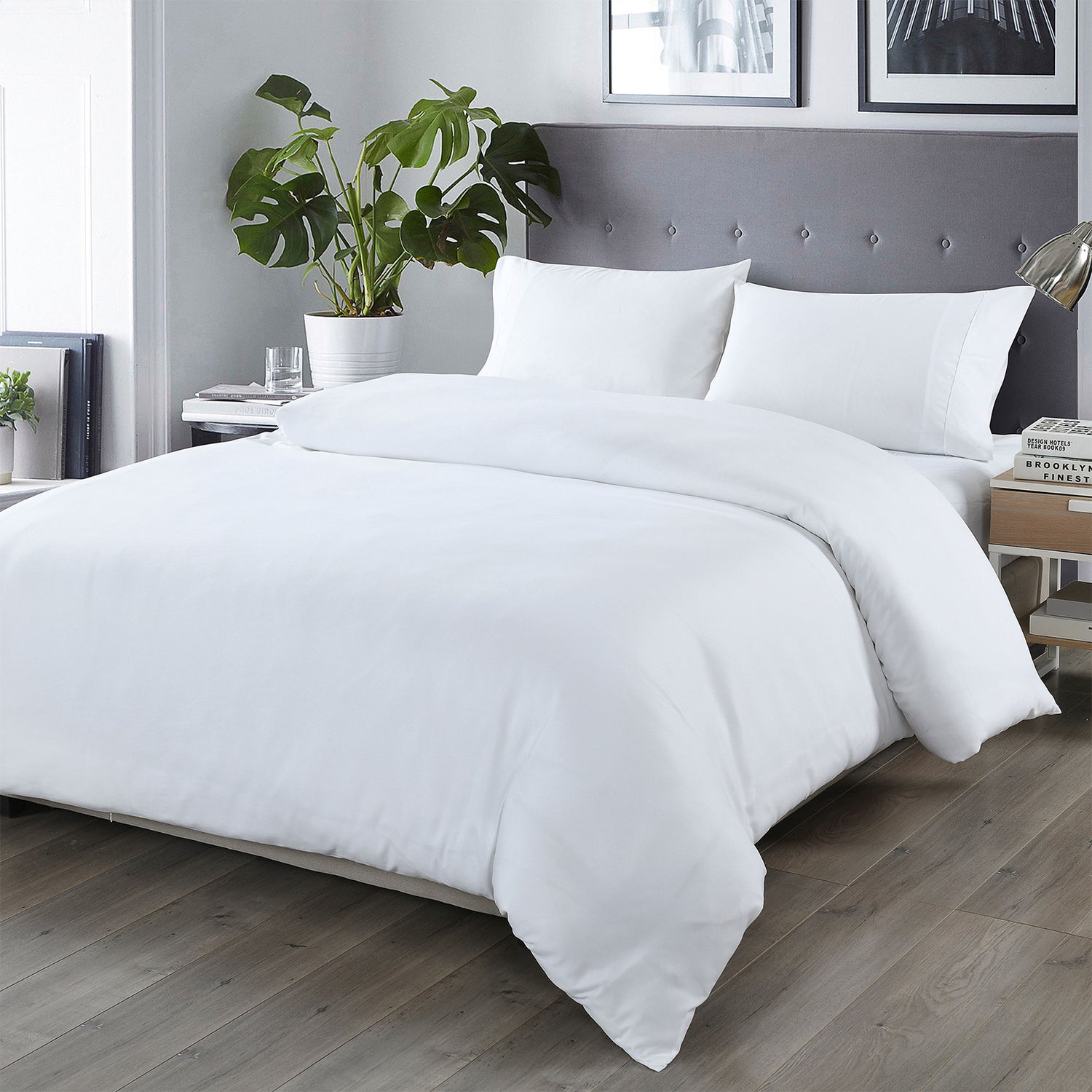 Royal Comfort Bamboo Blended Quilt Cover Set 1000TC Ultra Soft Luxury Bedding - Queen - White-Home &amp; Garden &gt; Bedding-PEROZ Accessories