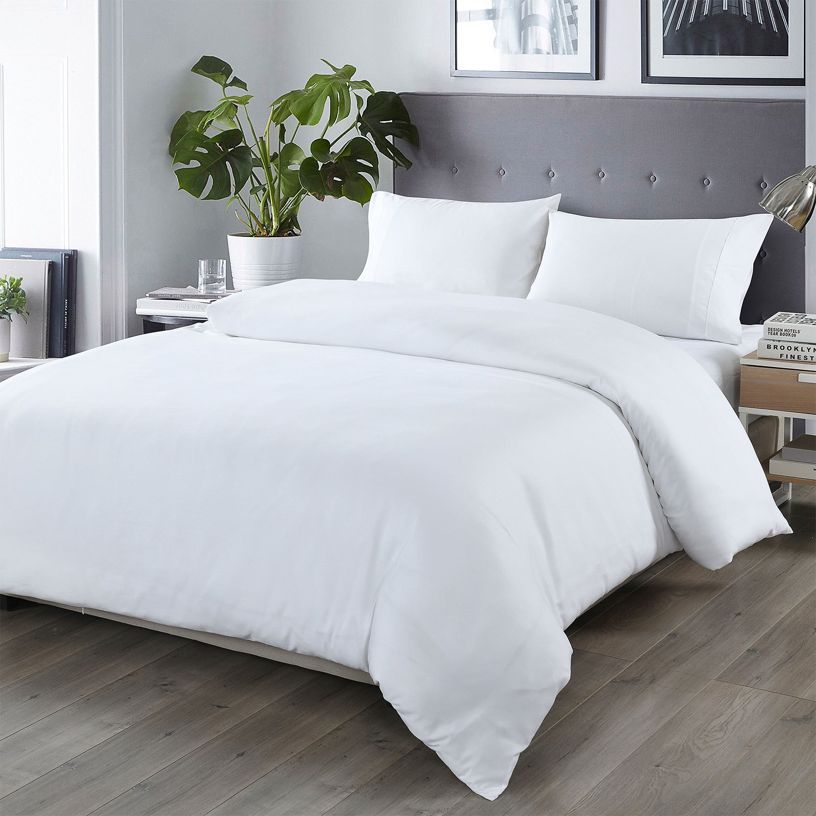 Royal Comfort Bamboo Blended Quilt Cover Set 1000TC Ultra Soft Luxury Bedding - Queen - White-Home &amp; Garden &gt; Bedding-PEROZ Accessories