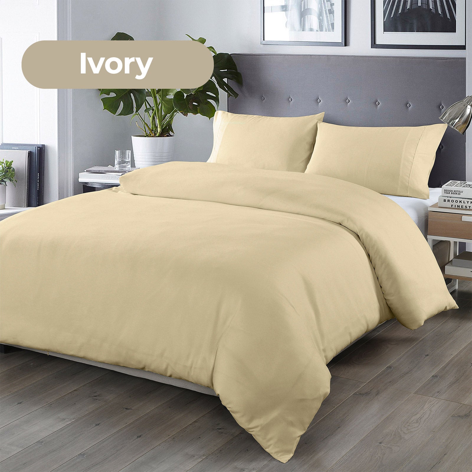 Royal Comfort Bamboo Blended Quilt Cover Set 1000TC Ultra Soft Luxury Bedding - Queen - Ivory-Home &amp; Garden &gt; Bedding-PEROZ Accessories