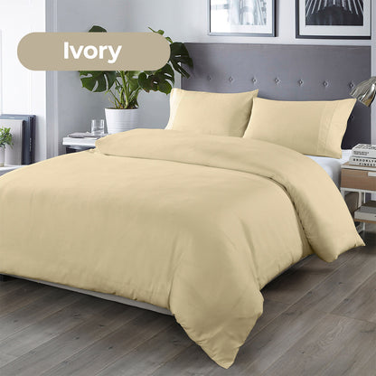 Royal Comfort Bamboo Blended Quilt Cover Set 1000TC Ultra Soft Luxury Bedding - Queen - Ivory-Home &amp; Garden &gt; Bedding-PEROZ Accessories