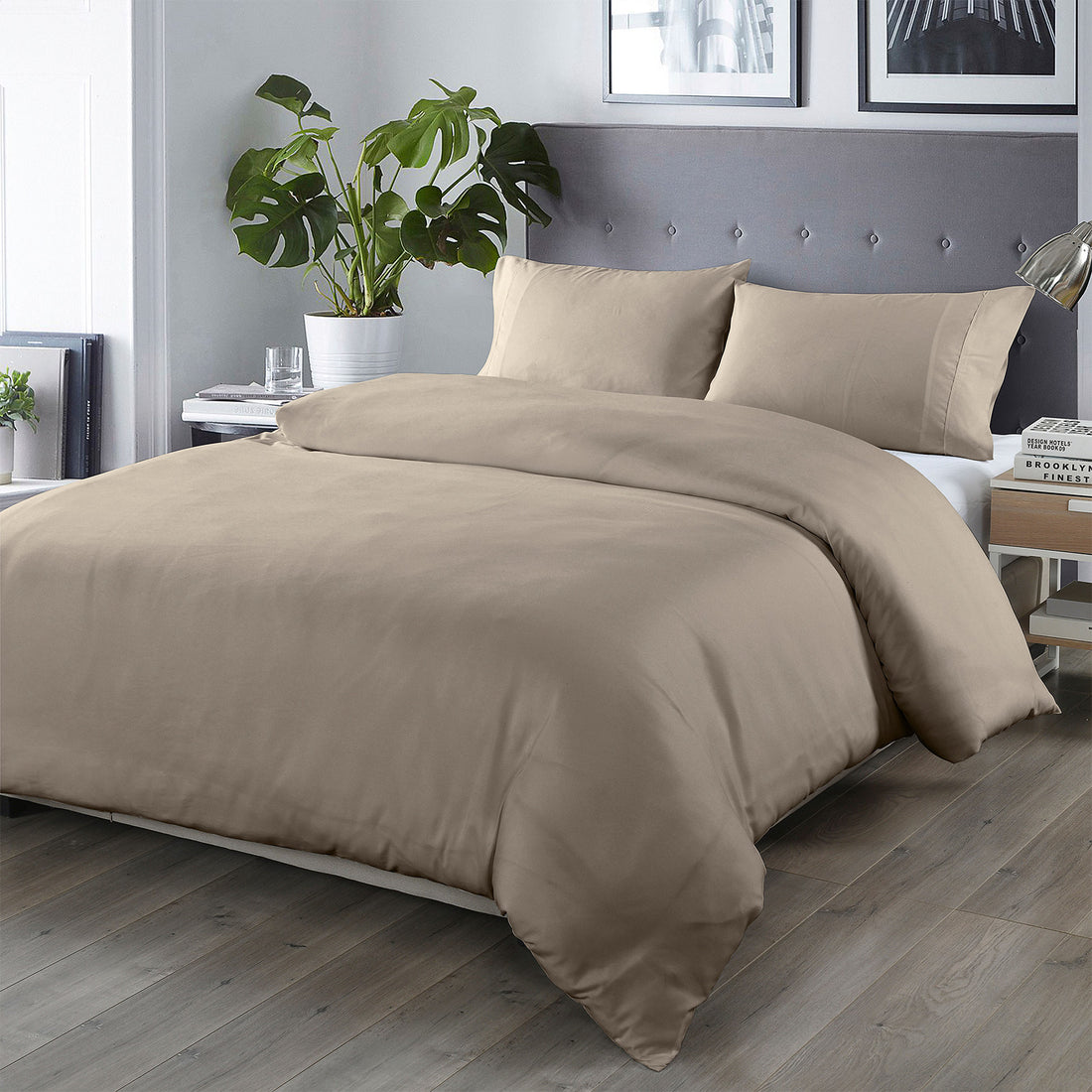 Royal Comfort Bamboo Blended Quilt Cover Set 1000TC Ultra Soft Luxury Bedding - Queen - Grey-Home &amp; Garden &gt; Bedding-PEROZ Accessories