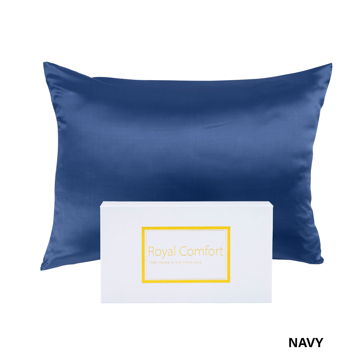Royal Comfort Pure Silk Pillow Case 100% Mulberry Silk Hypoallergenic Pillowcase - Navy-Pillowcases-PEROZ Accessories