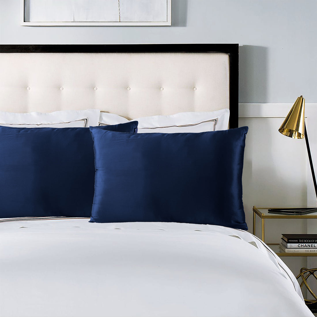 Royal Comfort Pure Silk Pillow Case 100% Mulberry Silk Hypoallergenic Pillowcase - Navy-Pillowcases-PEROZ Accessories