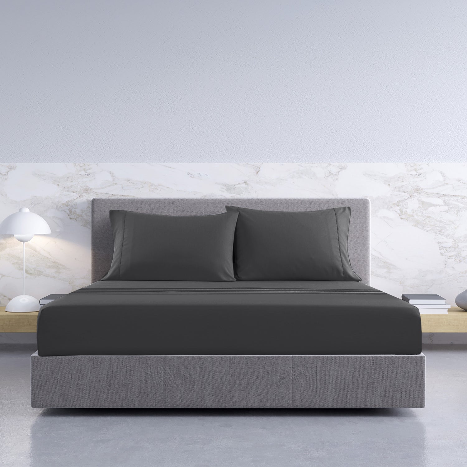 Royal Comfort 1000TC Hotel Grade Bamboo Cotton Sheets Pillowcases Set Ultrasoft - Queen - Pewter-Bed Sheets-PEROZ Accessories