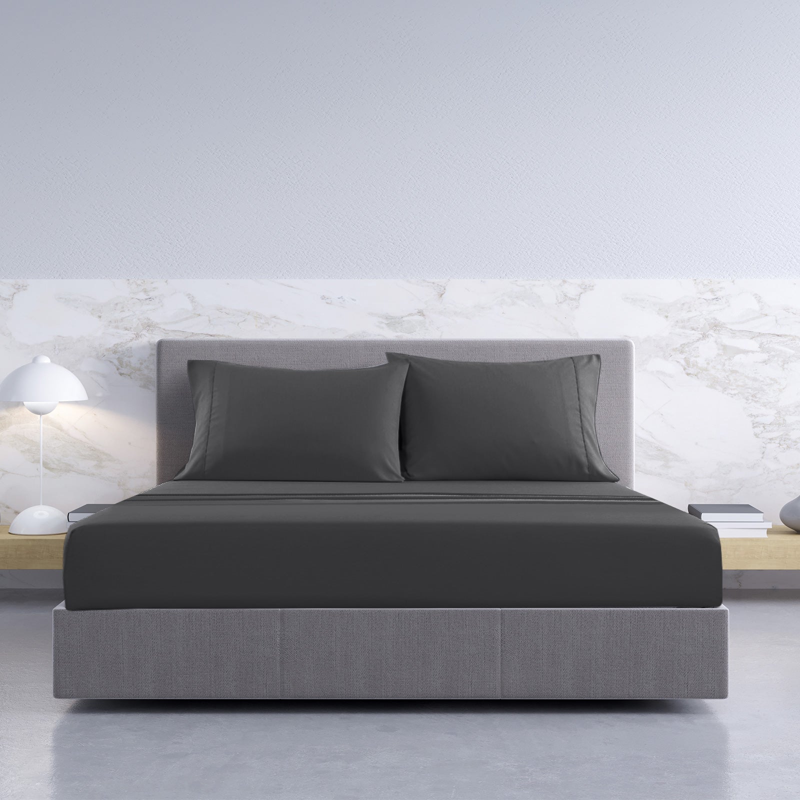 Royal Comfort 1000TC Hotel Grade Bamboo Cotton Sheets Pillowcases Set Ultrasoft - Queen - Pewter-Bed Sheets-PEROZ Accessories