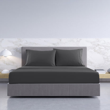 Royal Comfort 1000TC Hotel Grade Bamboo Cotton Sheets Pillowcases Set Ultrasoft - Queen - Pewter-Bed Sheets-PEROZ Accessories