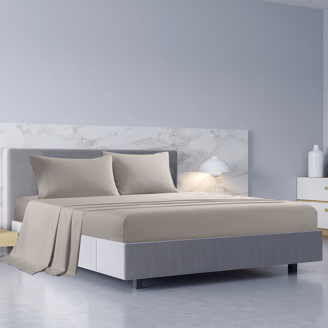 Royal Comfort 1000TC Hotel Grade Bamboo Cotton Sheets Pillowcases Set Ultrasoft - Queen - Dove-Bed Sheets-PEROZ Accessories