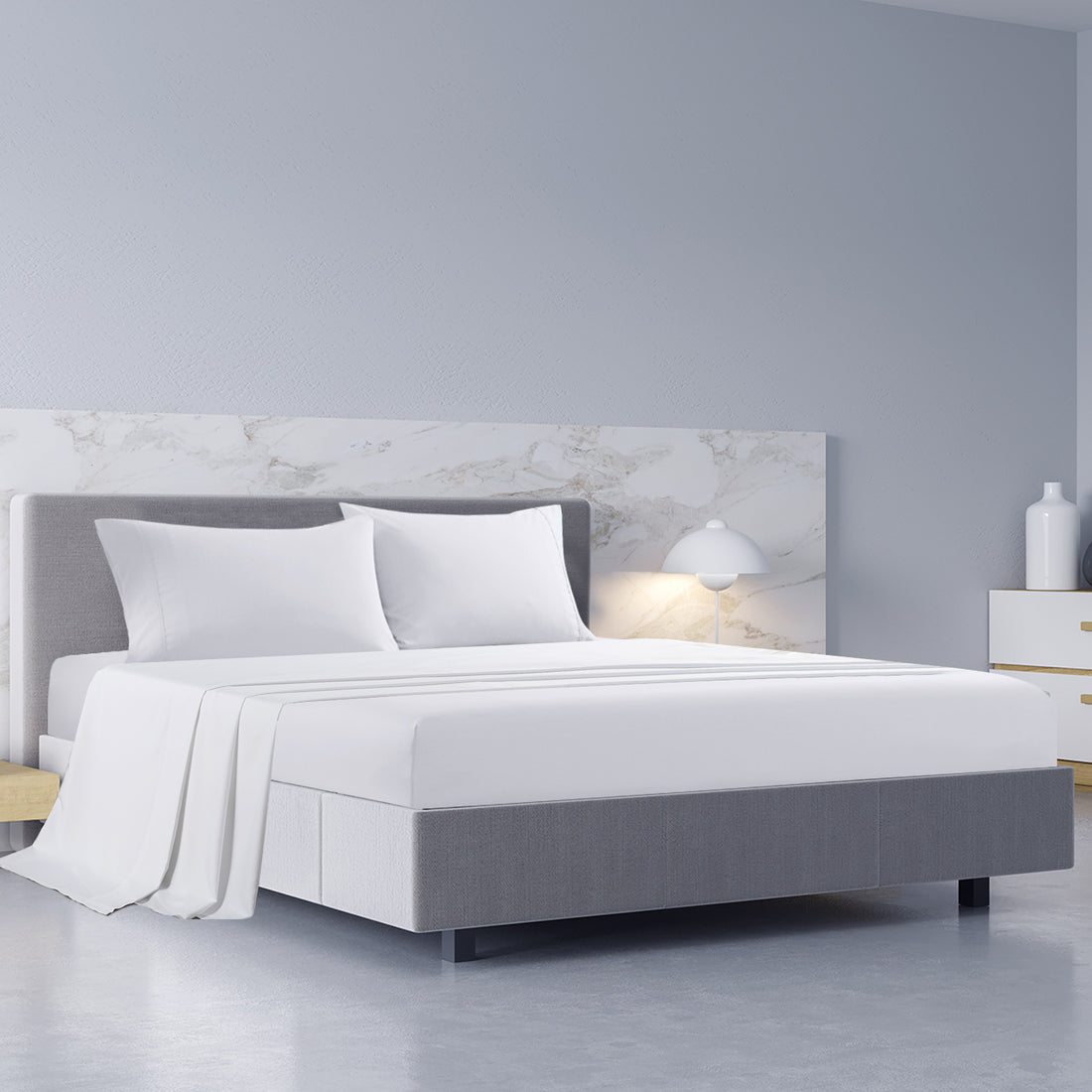 Royal Comfort 1000TC Hotel Grade Bamboo Cotton Sheets Pillowcases Set Ultrasoft - King - White-Bed Sheets-PEROZ Accessories