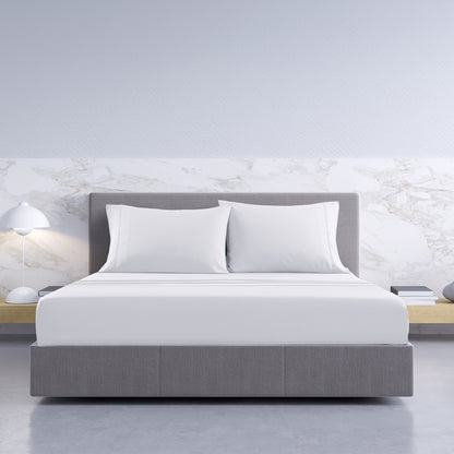 Royal Comfort 1000TC Hotel Grade Bamboo Cotton Sheets Pillowcases Set Ultrasoft - King - White-Bed Sheets-PEROZ Accessories