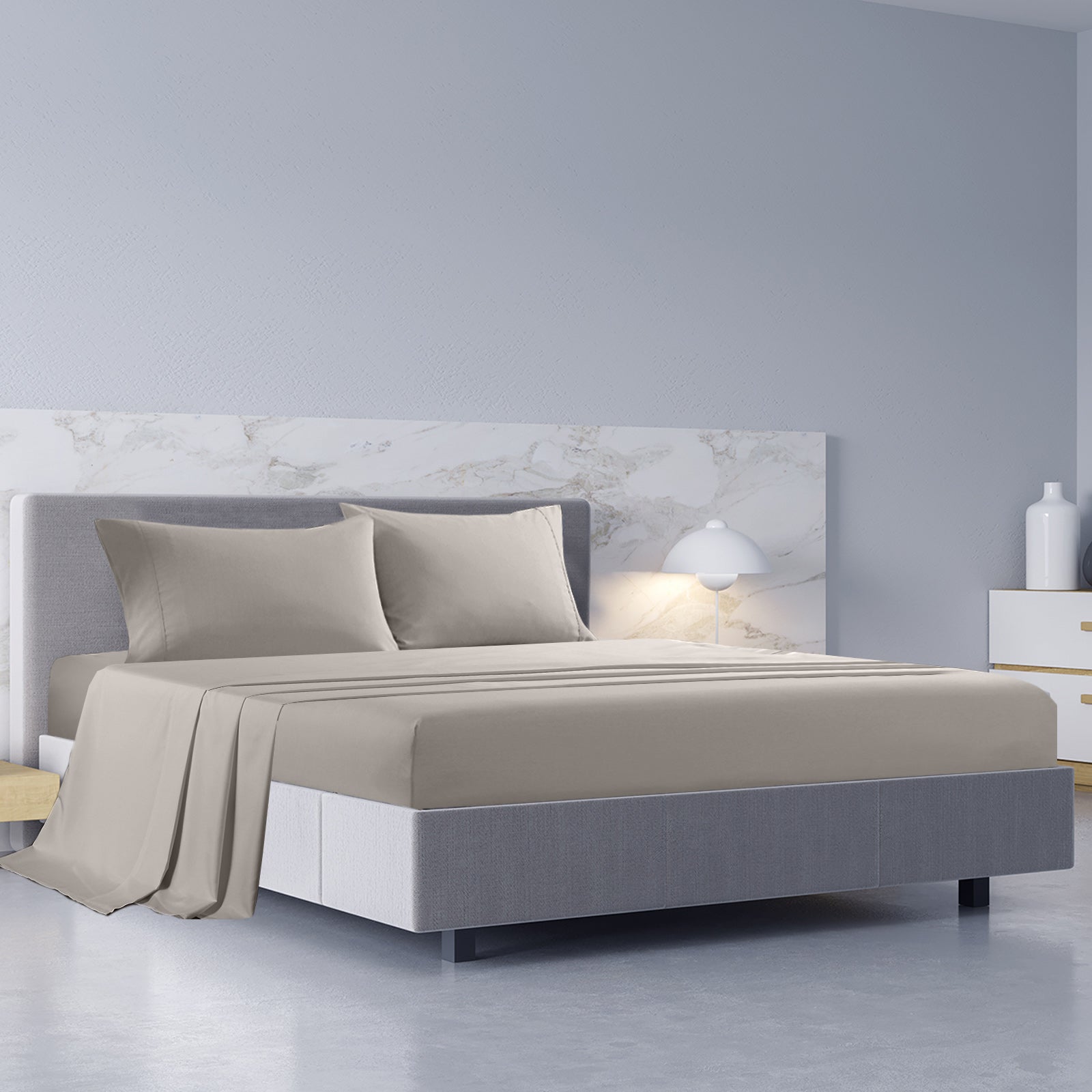 Royal Comfort 1000TC Hotel Grade Bamboo Cotton Sheets Pillowcases Set Ultrasoft - King - Dove-Bed Sheets-PEROZ Accessories