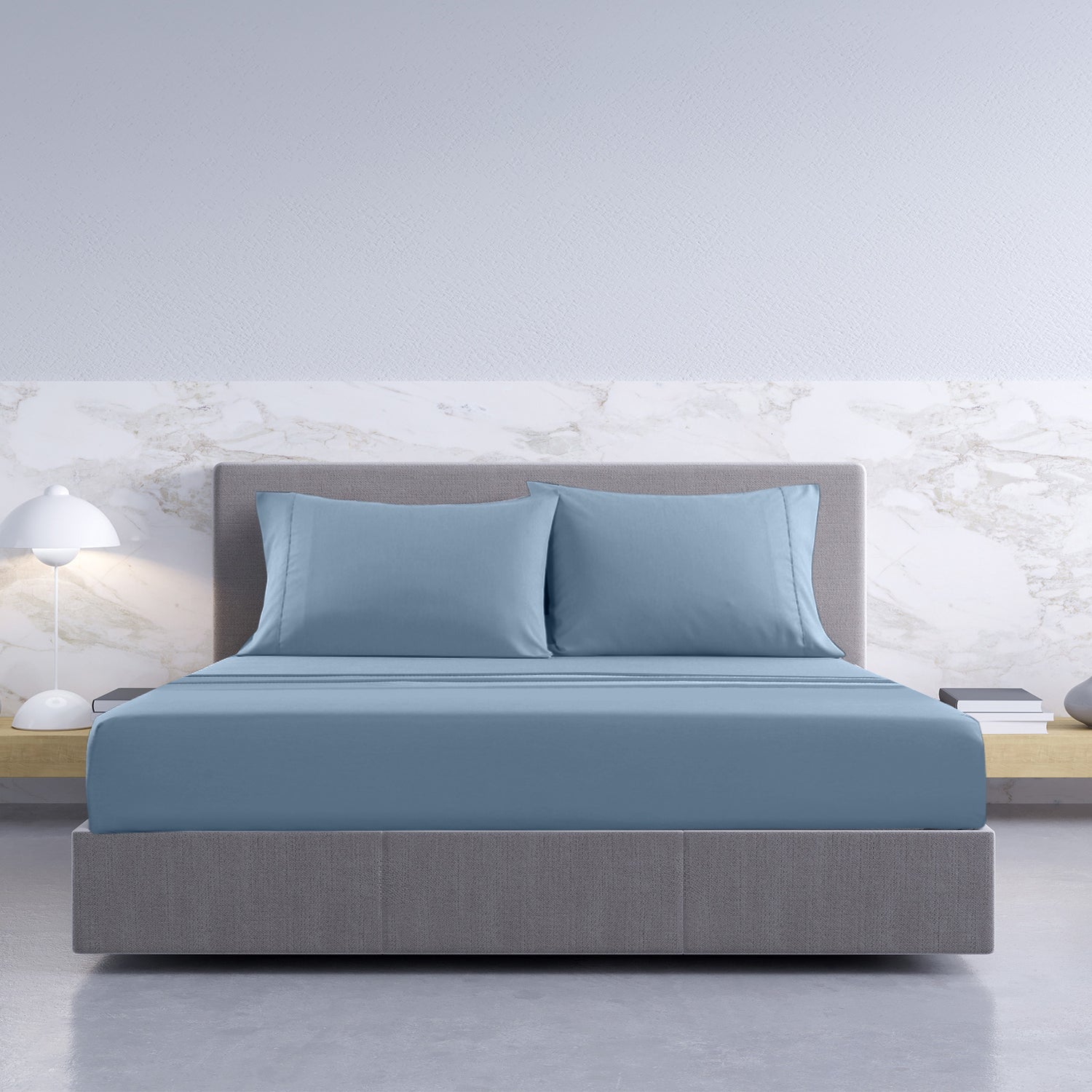 Royal Comfort 1000TC Hotel Grade Bamboo Cotton Sheets Pillowcases Set Ultrasoft - King - Blue Fog-Bed Sheets-PEROZ Accessories