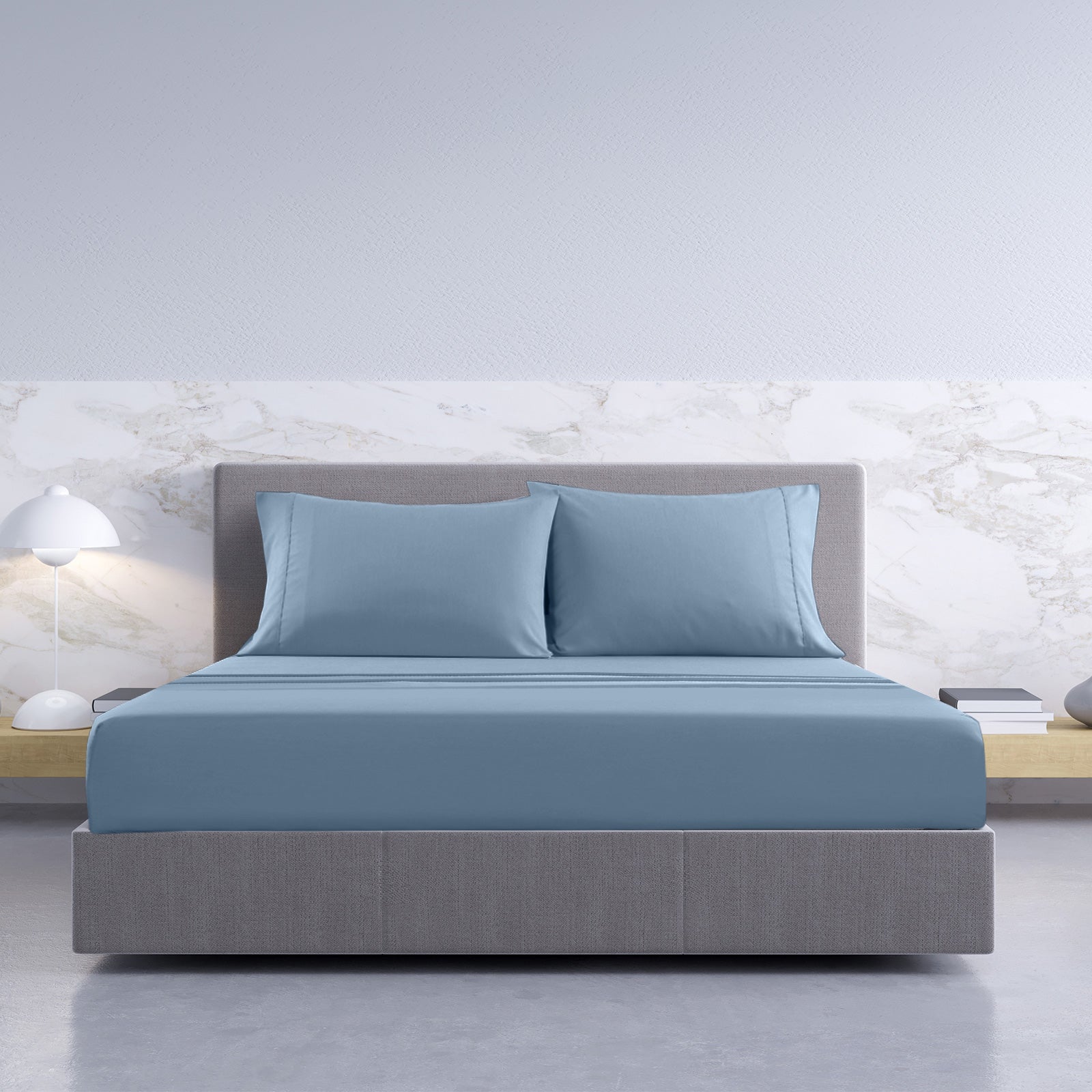 Royal Comfort 1000TC Hotel Grade Bamboo Cotton Sheets Pillowcases Set Ultrasoft - King - Blue Fog-Bed Sheets-PEROZ Accessories