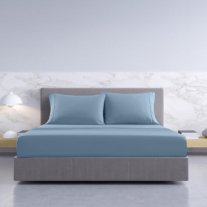 Royal Comfort 1000TC Hotel Grade Bamboo Cotton Sheets Pillowcases Set Ultrasoft - King - Blue Fog-Bed Sheets-PEROZ Accessories
