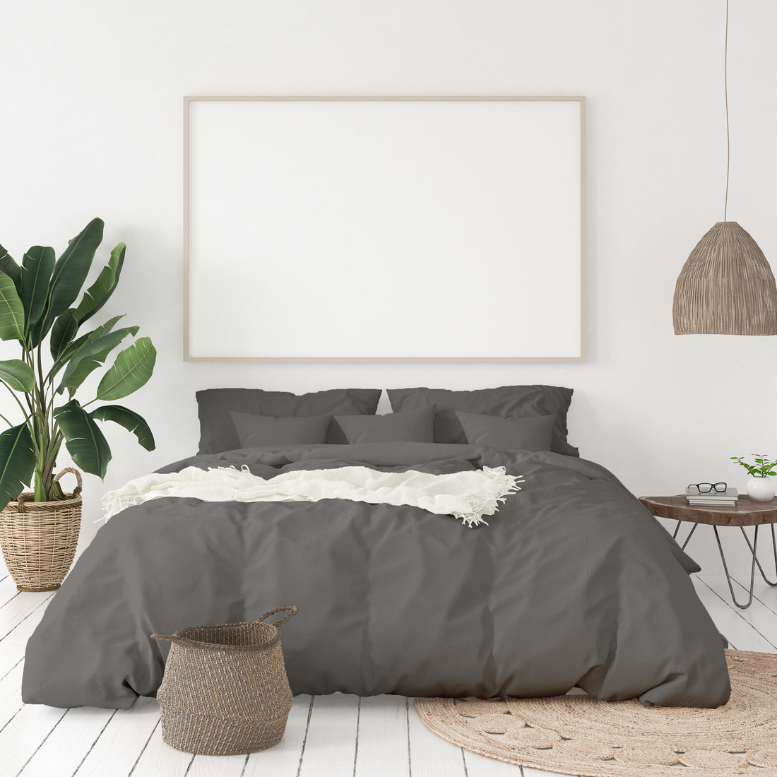 Balmain 1000 Thread Count Hotel Grade Bamboo Cotton Quilt Cover Pillowcases Set - Queen - Pewter-Quilt Covers-PEROZ Accessories