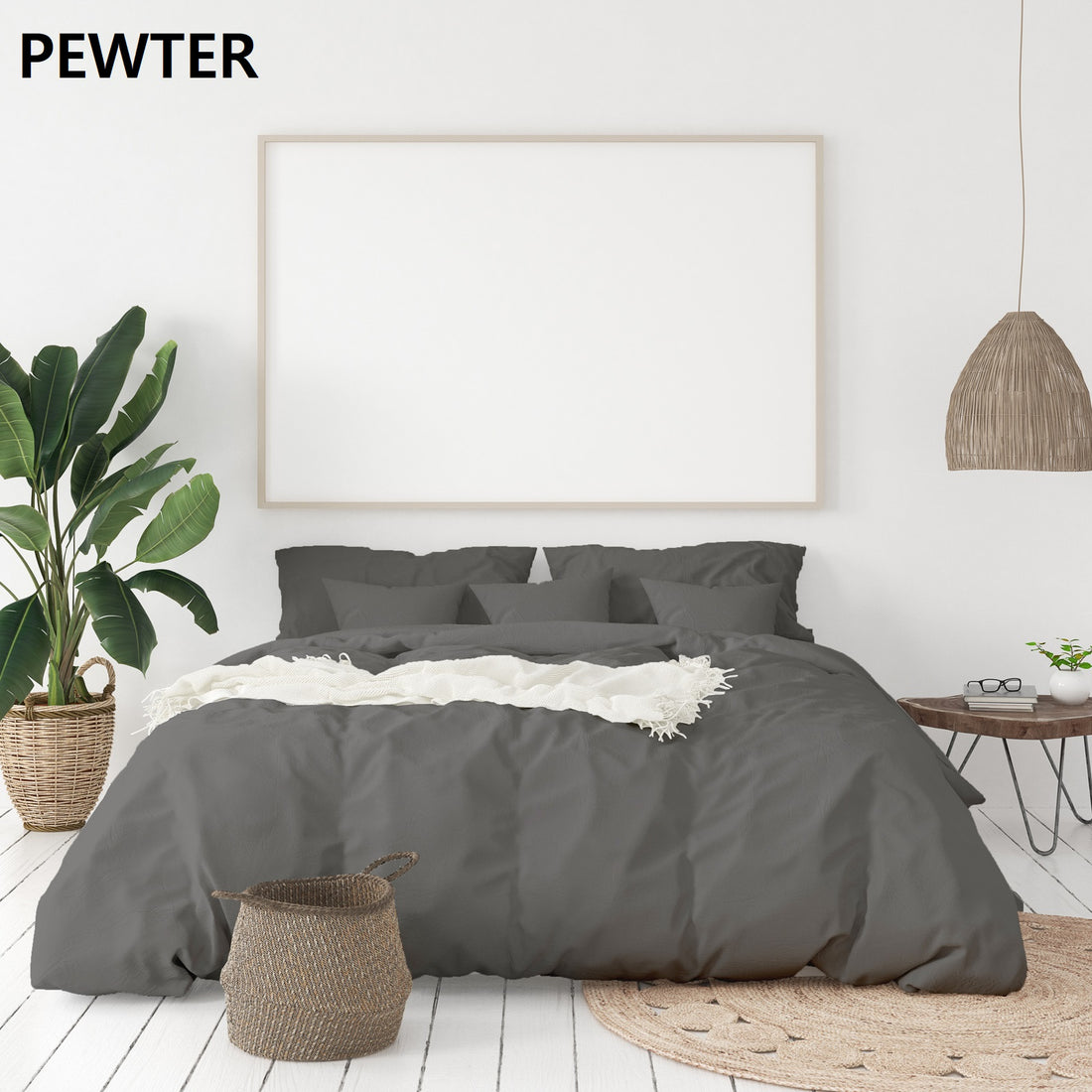 Balmain 1000 Thread Count Hotel Grade Bamboo Cotton Quilt Cover Pillowcases Set - Queen - Pewter-Quilt Covers-PEROZ Accessories