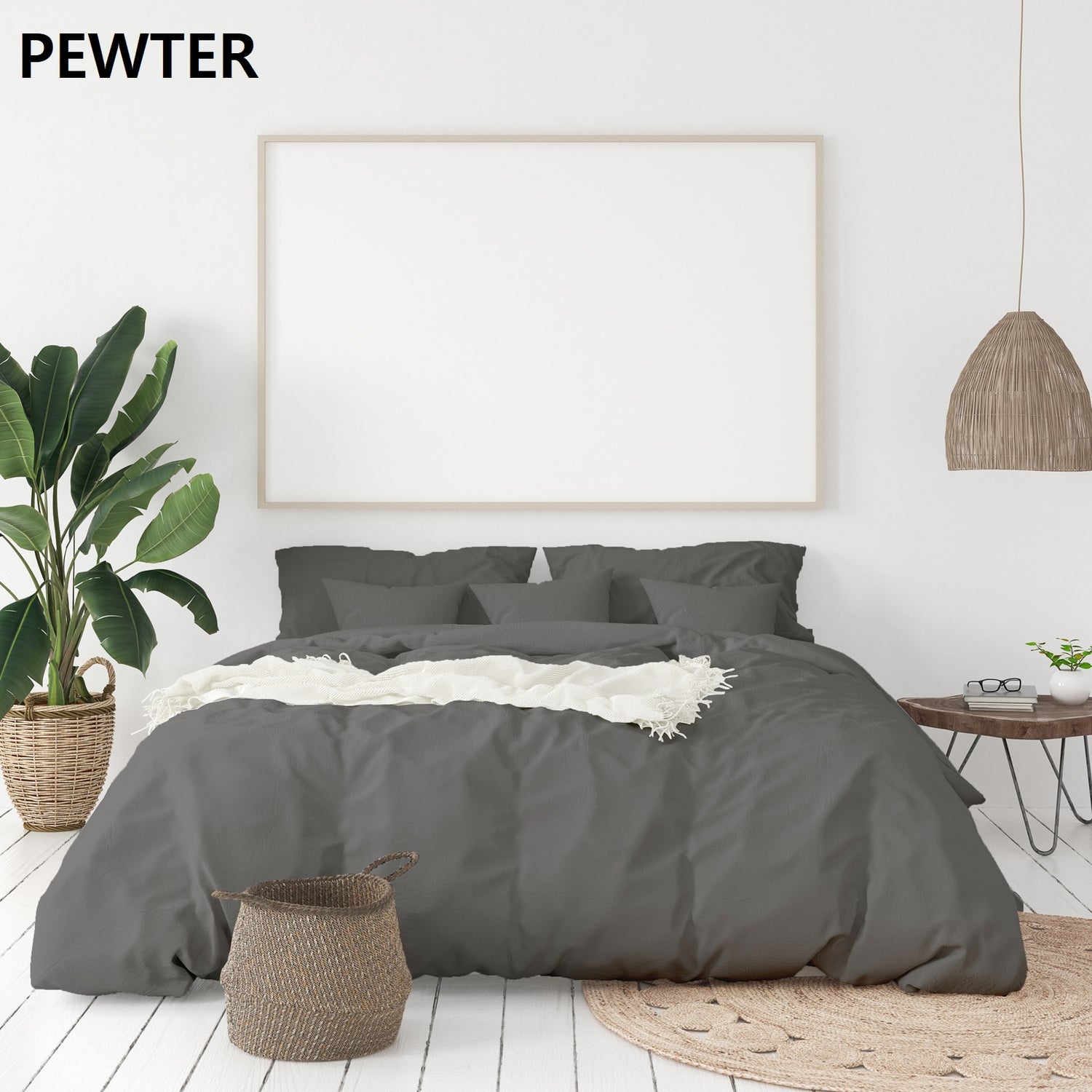 Balmain 1000 Thread Count Hotel Grade Bamboo Cotton Quilt Cover Pillowcases Set - Queen - Pewter-Quilt Covers-PEROZ Accessories