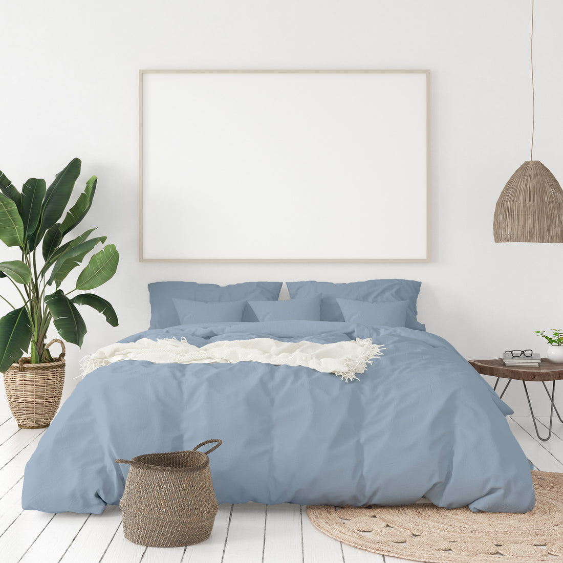 Balmain 1000 Thread Count Hotel Grade Bamboo Cotton Quilt Cover Pillowcases Set - King - Blue Fog-Quilt Covers-PEROZ Accessories