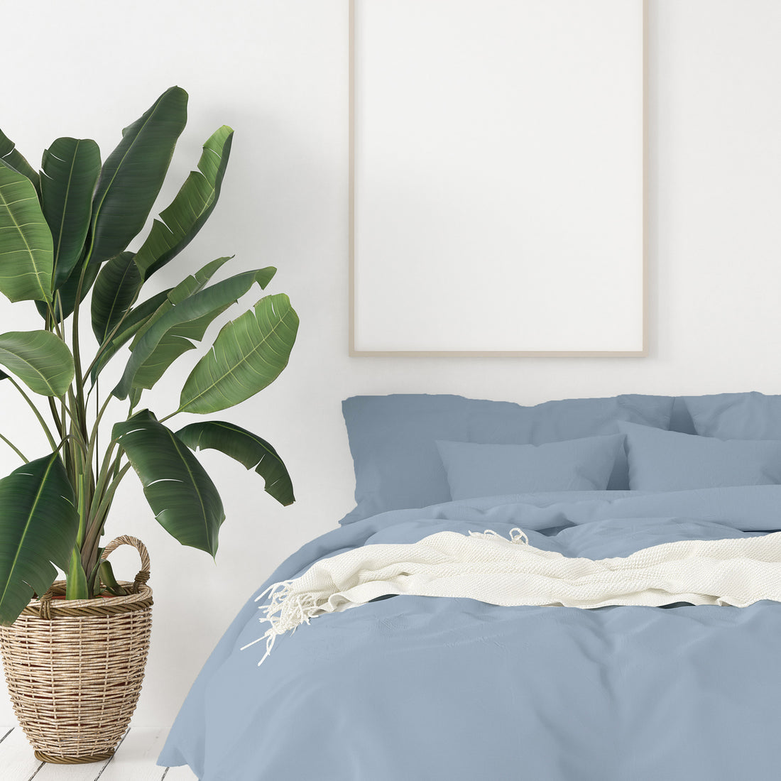 Balmain 1000 Thread Count Hotel Grade Bamboo Cotton Quilt Cover Pillowcases Set - King - Blue Fog-Quilt Covers-PEROZ Accessories