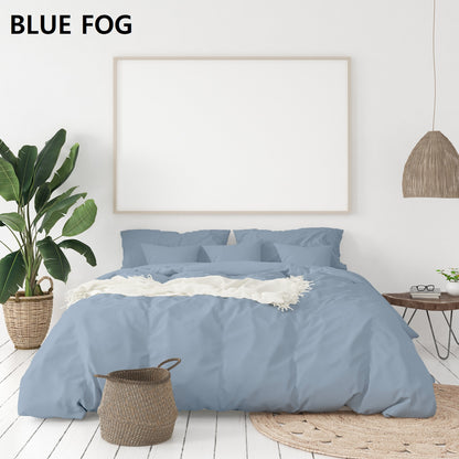 Balmain 1000 Thread Count Hotel Grade Bamboo Cotton Quilt Cover Pillowcases Set - King - Blue Fog-Quilt Covers-PEROZ Accessories