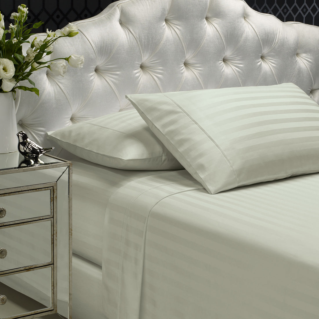 Royal Comfort 1200TC Sheet Set Damask Cotton Blend Ultra Soft Sateen Bedding - King - Silver-Bed Sheets-PEROZ Accessories