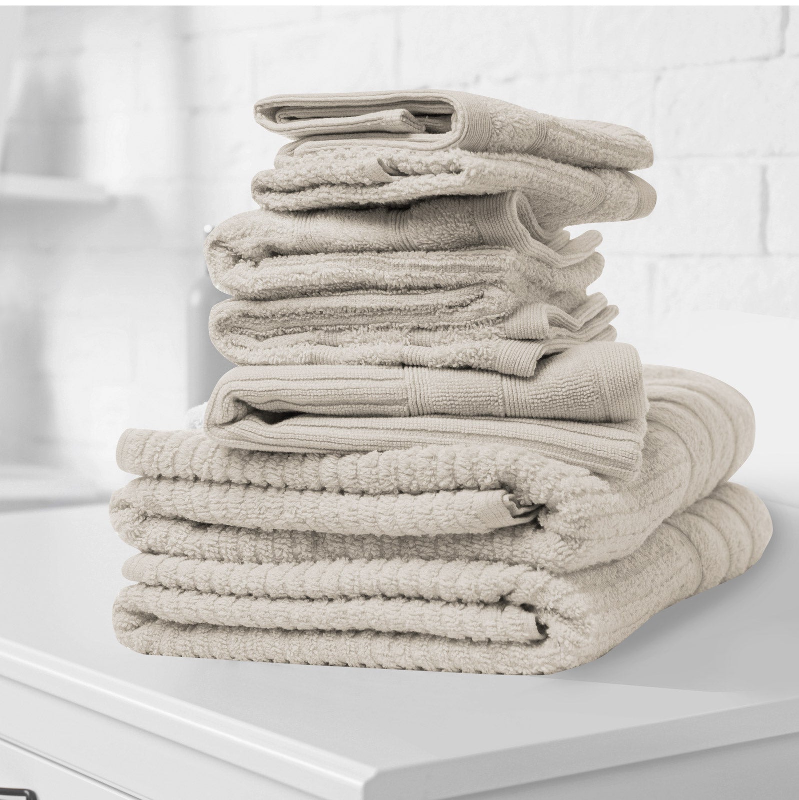 Royal Comfort Eden Egyptian Cotton 600GSM 8 Piece Luxury Bath Towels Set - Beige-Towels-PEROZ Accessories