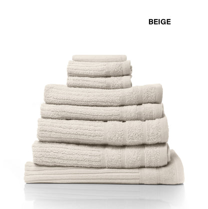 Royal Comfort Eden Egyptian Cotton 600GSM 8 Piece Luxury Bath Towels Set - Beige-Towels-PEROZ Accessories
