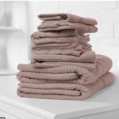 Royal Comfort Eden Egyptian Cotton 600GSM 8 Piece Luxury Bath Towels Set - Rose-Towels-PEROZ Accessories