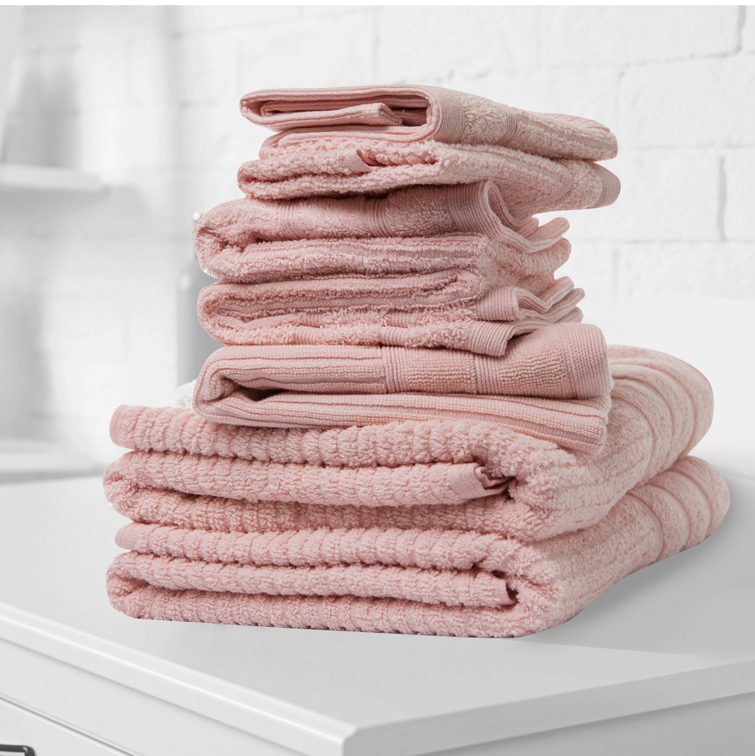 Royal Comfort Eden Egyptian Cotton 600GSM 8 Piece Luxury Bath Towels Set - Blush-Towels-PEROZ Accessories
