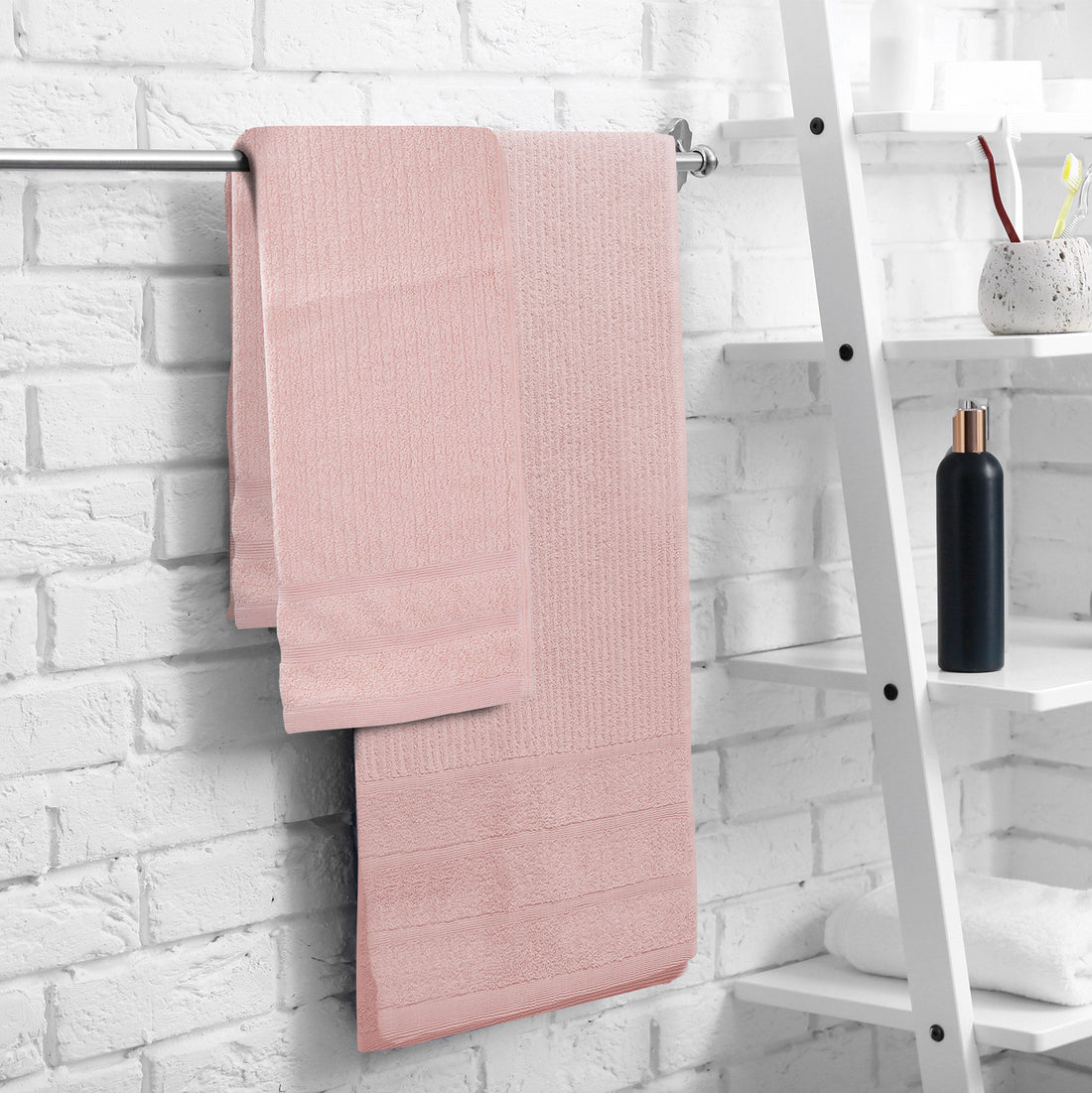 Royal Comfort Eden Egyptian Cotton 600GSM 8 Piece Luxury Bath Towels Set - Blush-Towels-PEROZ Accessories