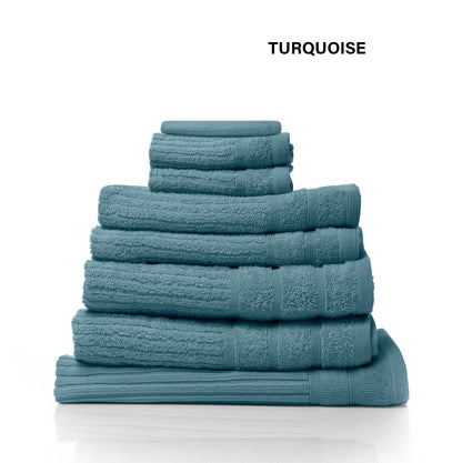 Royal Comfort Eden Egyptian Cotton 600GSM 8 Piece Luxury Bath Towels Set - Turquoise-Towels-PEROZ Accessories