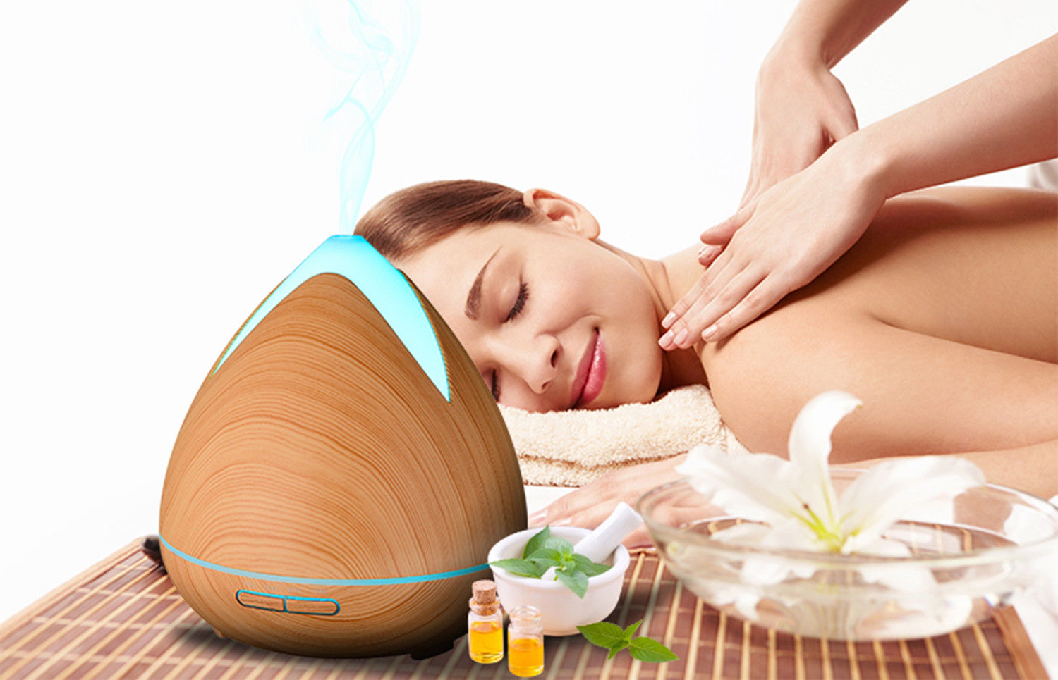 Essential Oils Ultrasonic Aromatherapy Diffuser Air Humidifier Purify 400ML - Light Wood-Aroma Diffusers &amp; Humidifiers-PEROZ Accessories