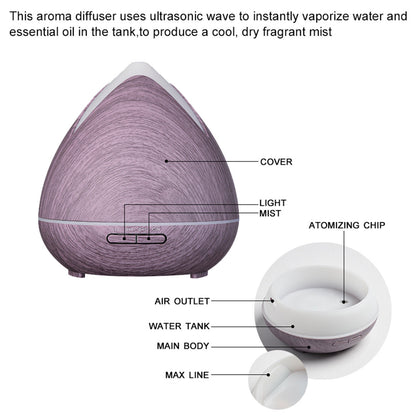 Essential Oils Ultrasonic Aromatherapy Diffuser Air Humidifier Purify 400ML - Violet-Aroma Diffusers &amp; Humidifiers-PEROZ Accessories