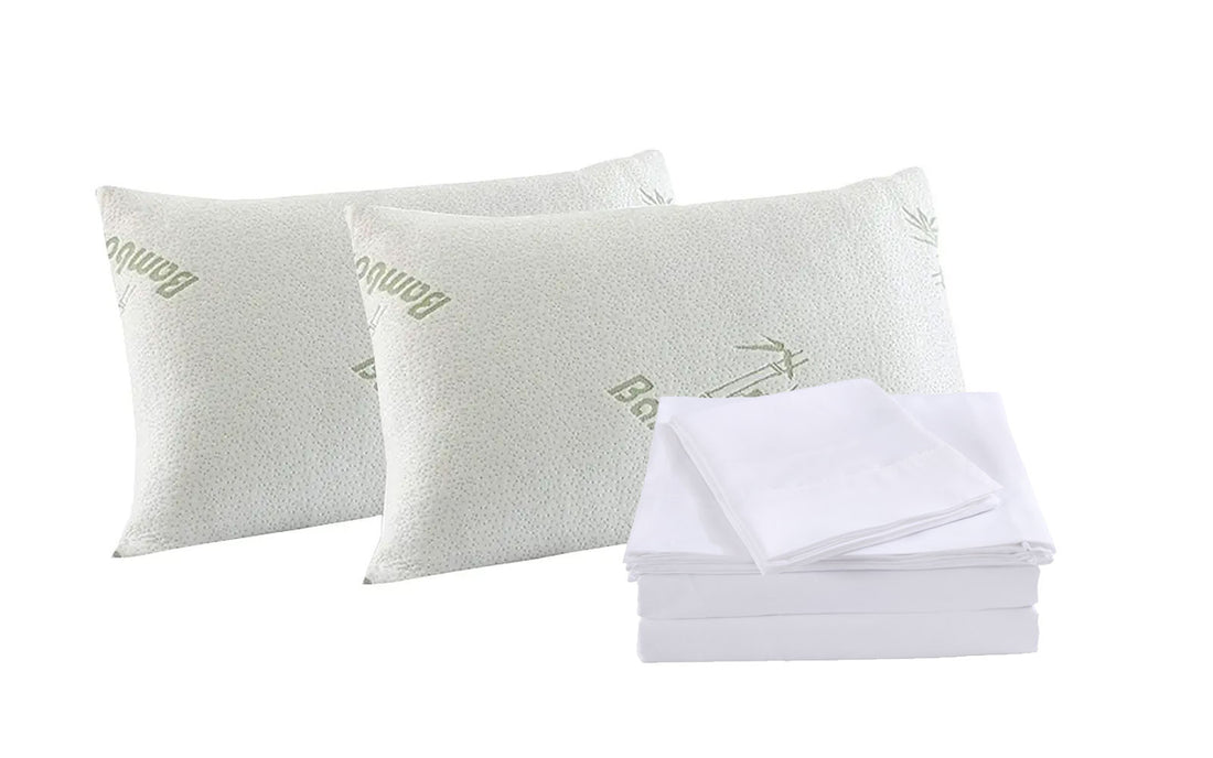 Royal Comfort Bamboo Blend Sheet Set 1000TC and Bamboo Pillows 2 Pack Ultra Soft - King - White-Bed Sheets-PEROZ Accessories