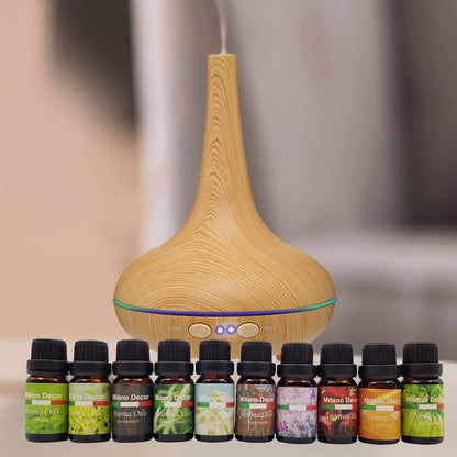 Milano Aroma Diffuser Set With 13 Pack Diffuser Oils Humidifier Aromatherapy - Light Wood-Aroma Diffusers &amp; Humidifiers-PEROZ Accessories