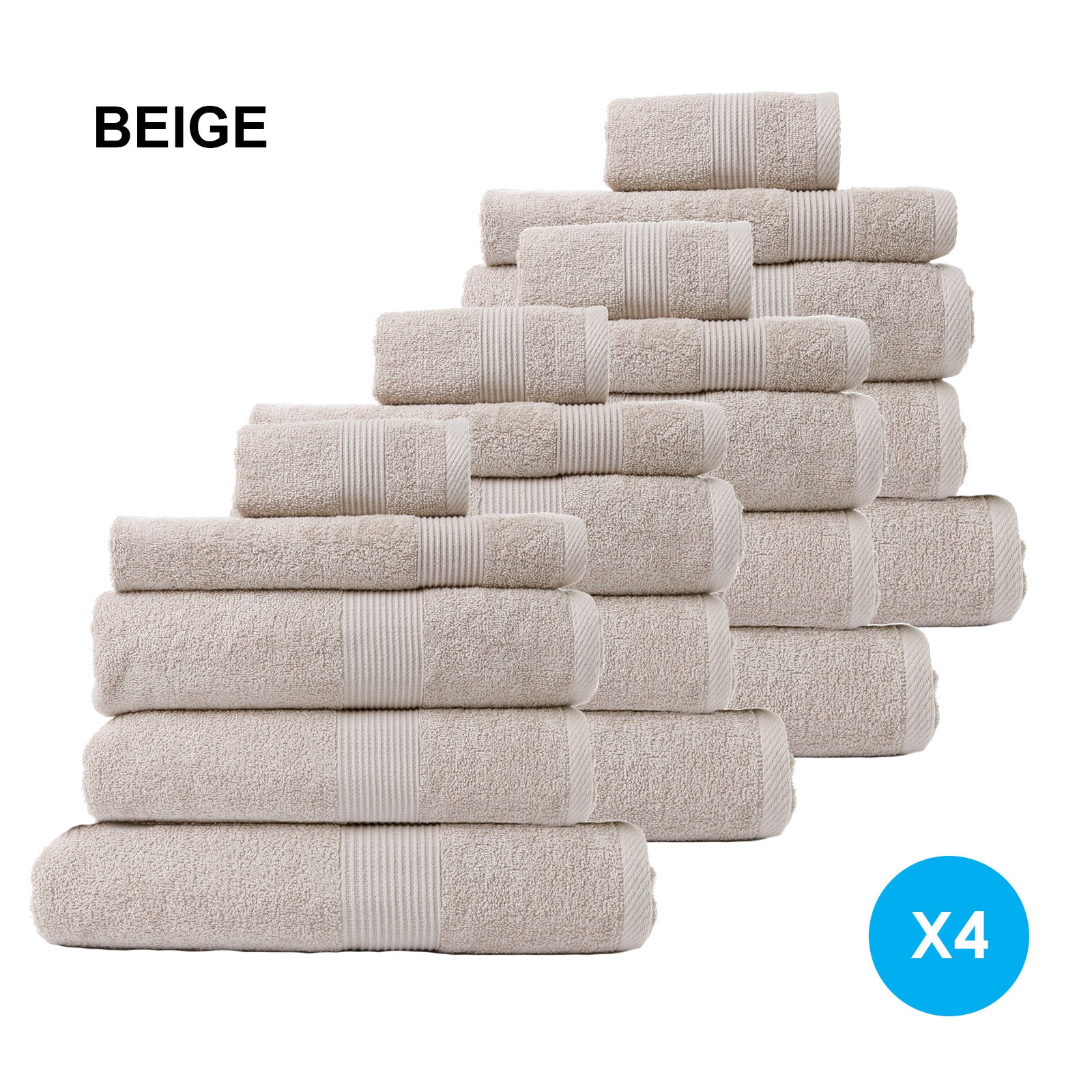Royal Comfort 20 Piece Cotton Bamboo Towel Bundle Set 450GSM Luxurious Absorbent - Beige-Towels-PEROZ Accessories