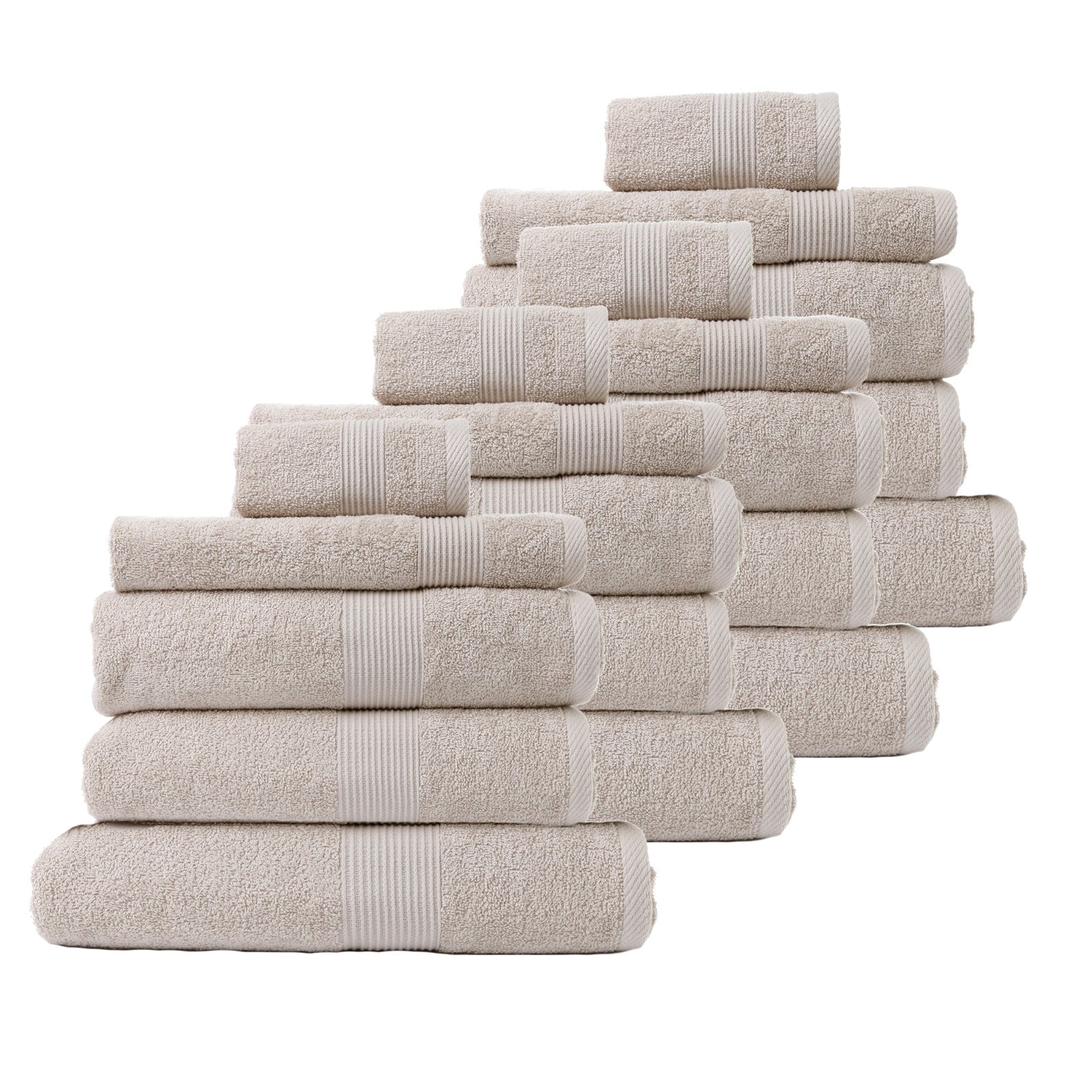 Royal Comfort 20 Piece Cotton Bamboo Towel Bundle Set 450GSM Luxurious Absorbent - Beige-Towels-PEROZ Accessories