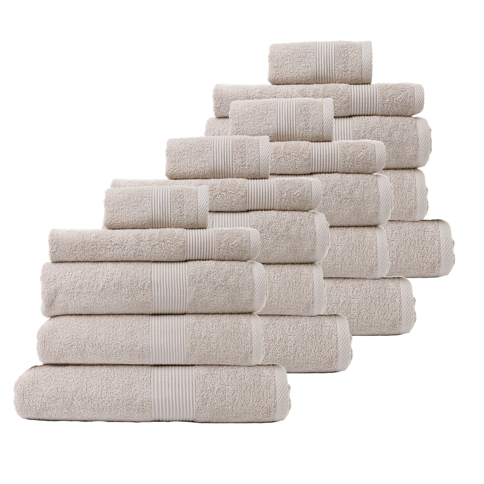 Royal Comfort 20 Piece Cotton Bamboo Towel Bundle Set 450GSM Luxurious Absorbent - Beige-Towels-PEROZ Accessories