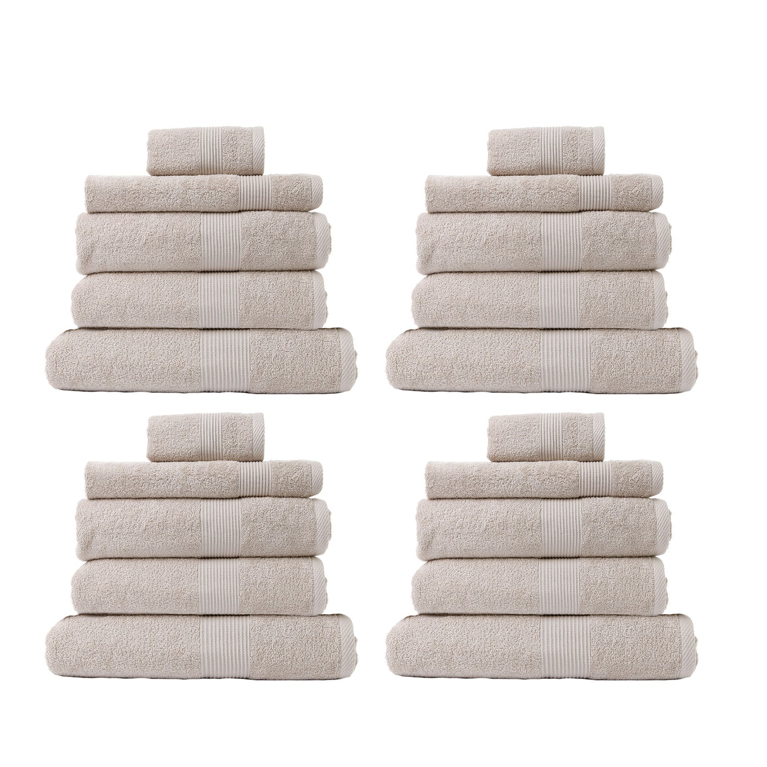 Royal Comfort 20 Piece Cotton Bamboo Towel Bundle Set 450GSM Luxurious Absorbent - Beige-Towels-PEROZ Accessories