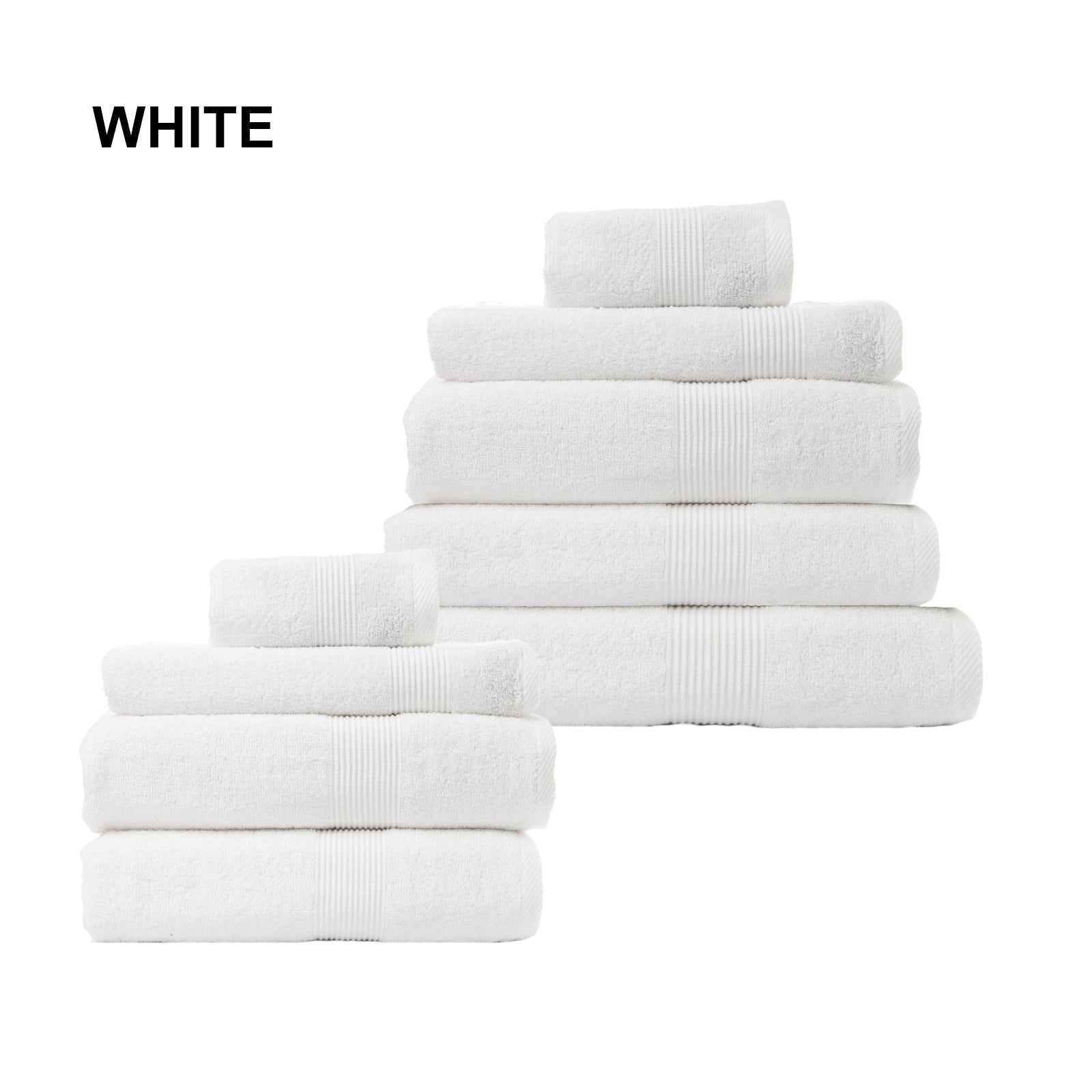 Royal Comfort 9 Piece Cotton Bamboo Towel Bundle Set 450GSM Luxurious Absorbent - White-Towels-PEROZ Accessories