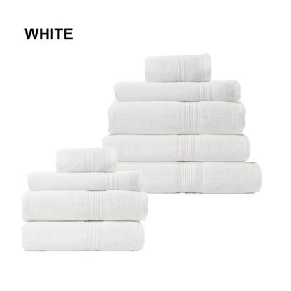 Royal Comfort 9 Piece Cotton Bamboo Towel Bundle Set 450GSM Luxurious Absorbent - White-Towels-PEROZ Accessories