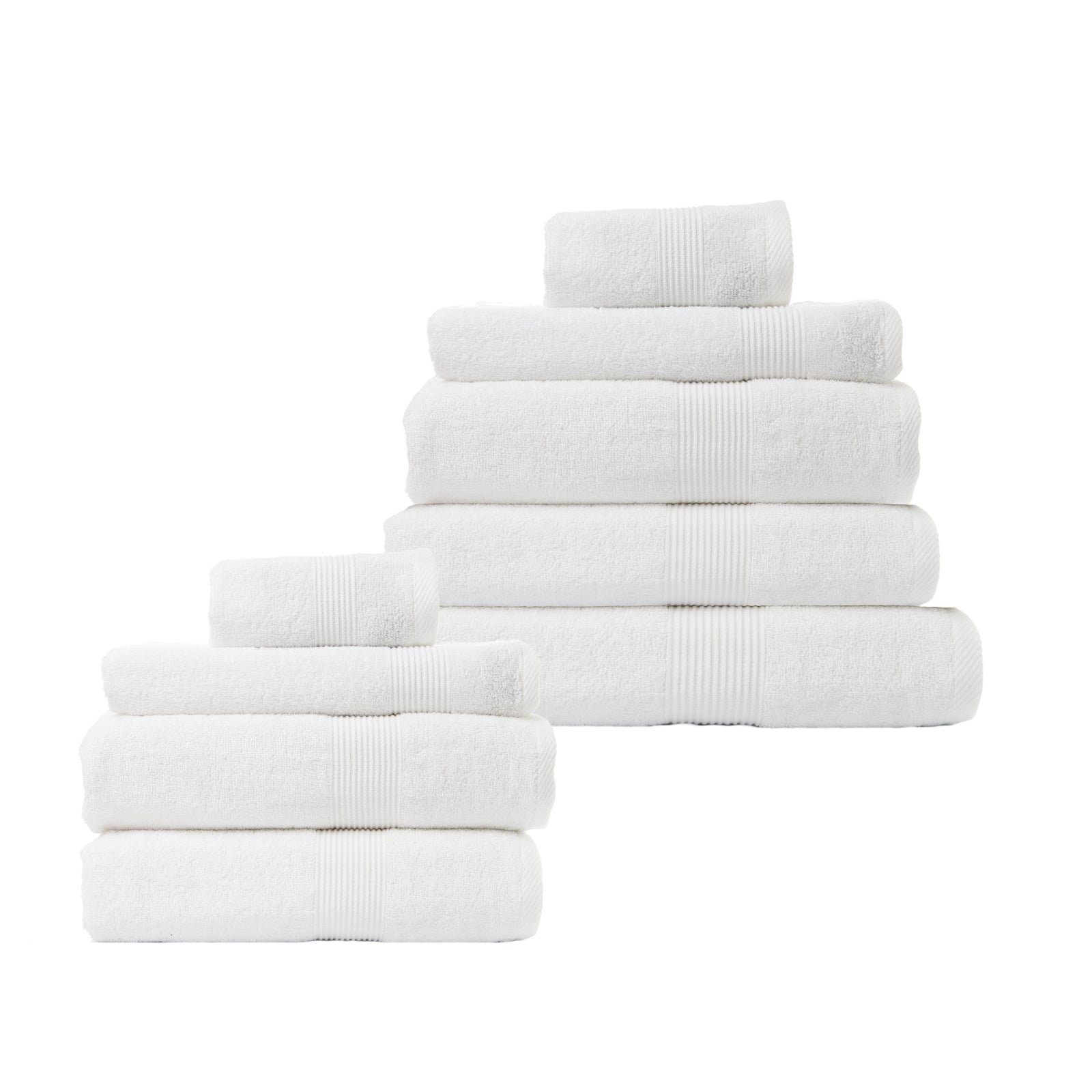 Royal Comfort 9 Piece Cotton Bamboo Towel Bundle Set 450GSM Luxurious Absorbent - White-Towels-PEROZ Accessories