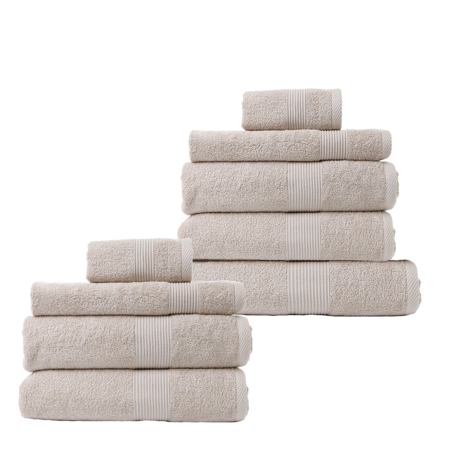 Royal Comfort 9 Piece Cotton Bamboo Towel Bundle Set 450GSM Luxurious Absorbent - Beige-Towels-PEROZ Accessories
