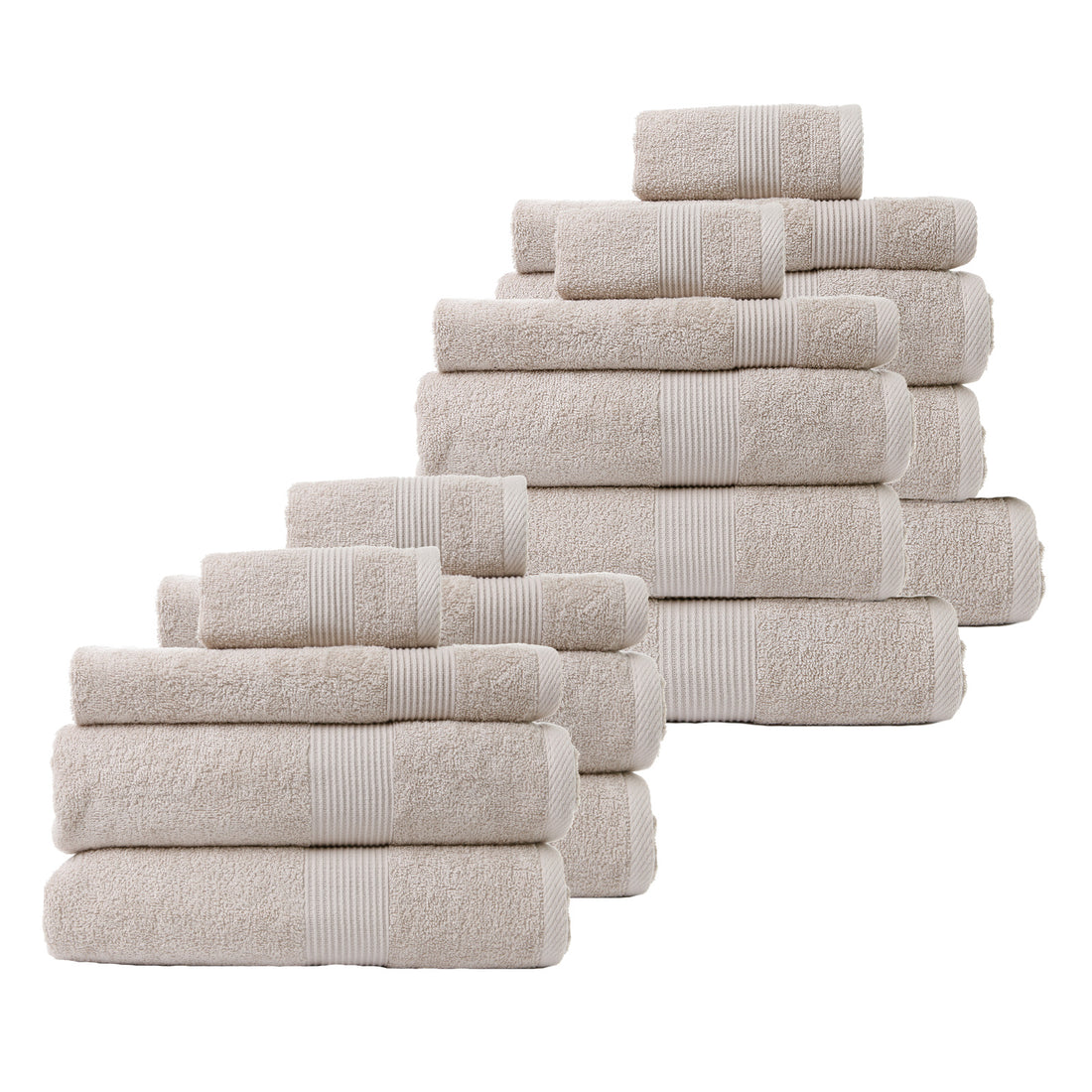 Royal Comfort 18 Piece Cotton Bamboo Towel Bundle Set 450GSM Luxurious Absorbent - Beige-Towels-PEROZ Accessories