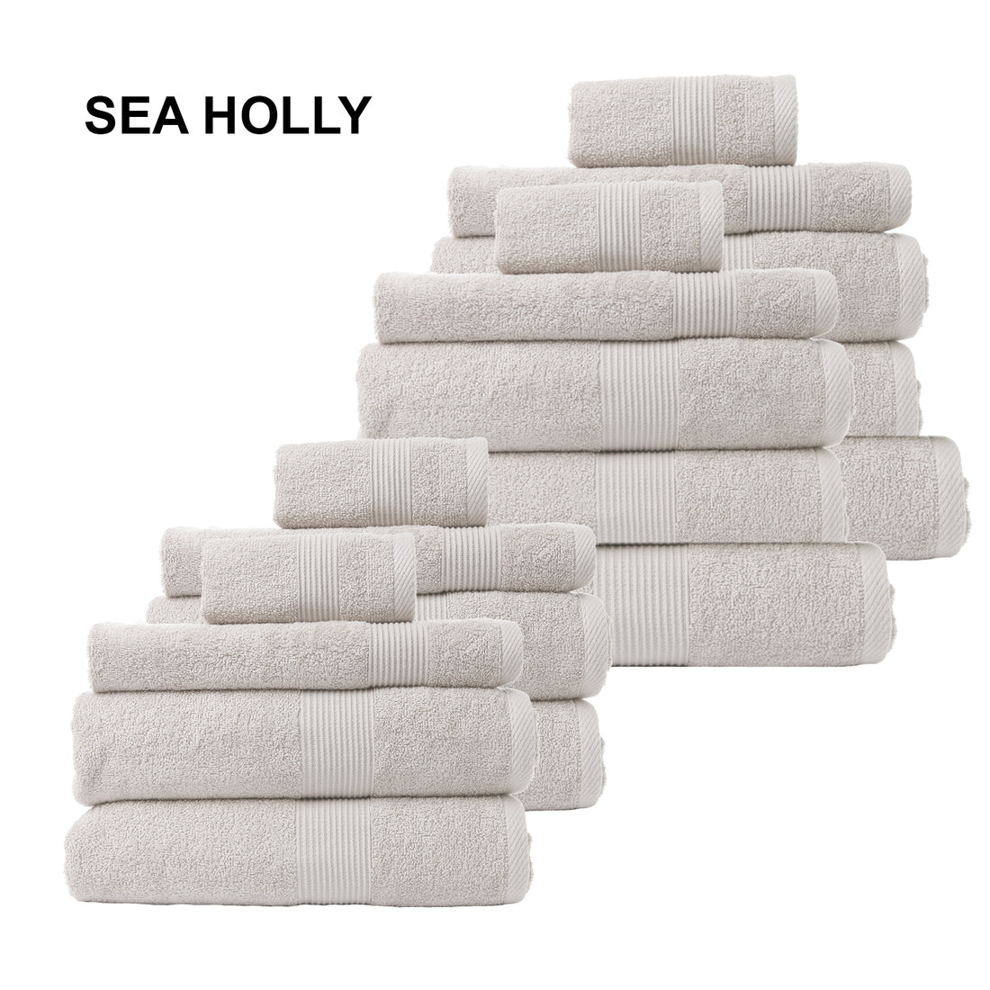 Royal Comfort 18 Piece Cotton Bamboo Towel Bundle Set 450GSM Luxurious Absorbent - Sea Holly-Towels-PEROZ Accessories