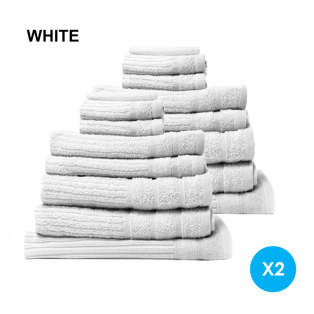 Royal Comfort 16 Piece Egyptian Cotton Eden Towel Set 600GSM Luxurious Absorbent - White-Towels-PEROZ Accessories