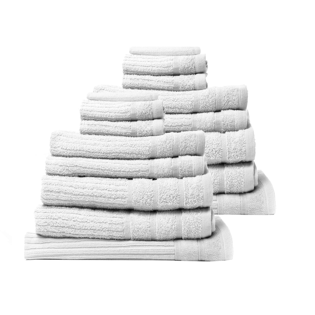Royal Comfort 16 Piece Egyptian Cotton Eden Towel Set 600GSM Luxurious Absorbent - White-Towels-PEROZ Accessories