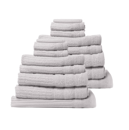Royal Comfort 16 Piece Egyptian Cotton Eden Towel Set 600GSM Luxurious Absorbent - Sea Holly-Towels-PEROZ Accessories