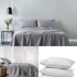 Royal Comfort 100% Cotton Vintage Sheet Set And 2 Duck Feather Down Pillows Set - Single - Grey-Home & Garden > Bedding-PEROZ Accessories