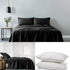 Royal Comfort 100% Cotton Vintage Sheet Set And 2 Duck Feather Down Pillows Set - King - Charcoal-Home & Garden > Bedding-PEROZ Accessories